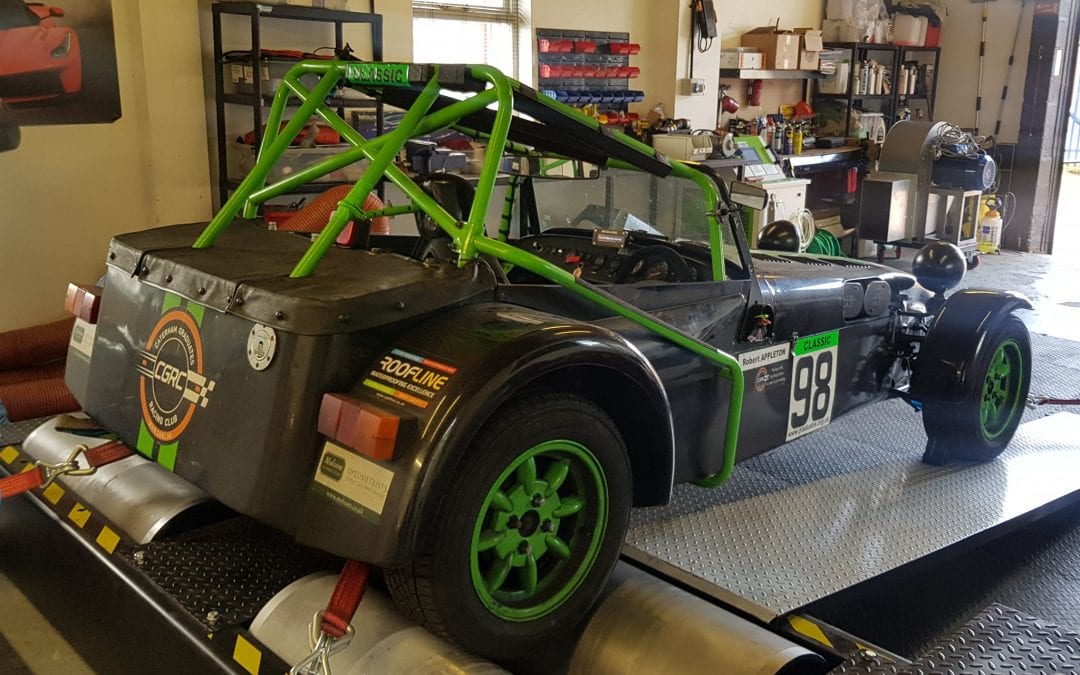 CATERHAM TRACK CAR IN FOR DYNO POWER RUN.